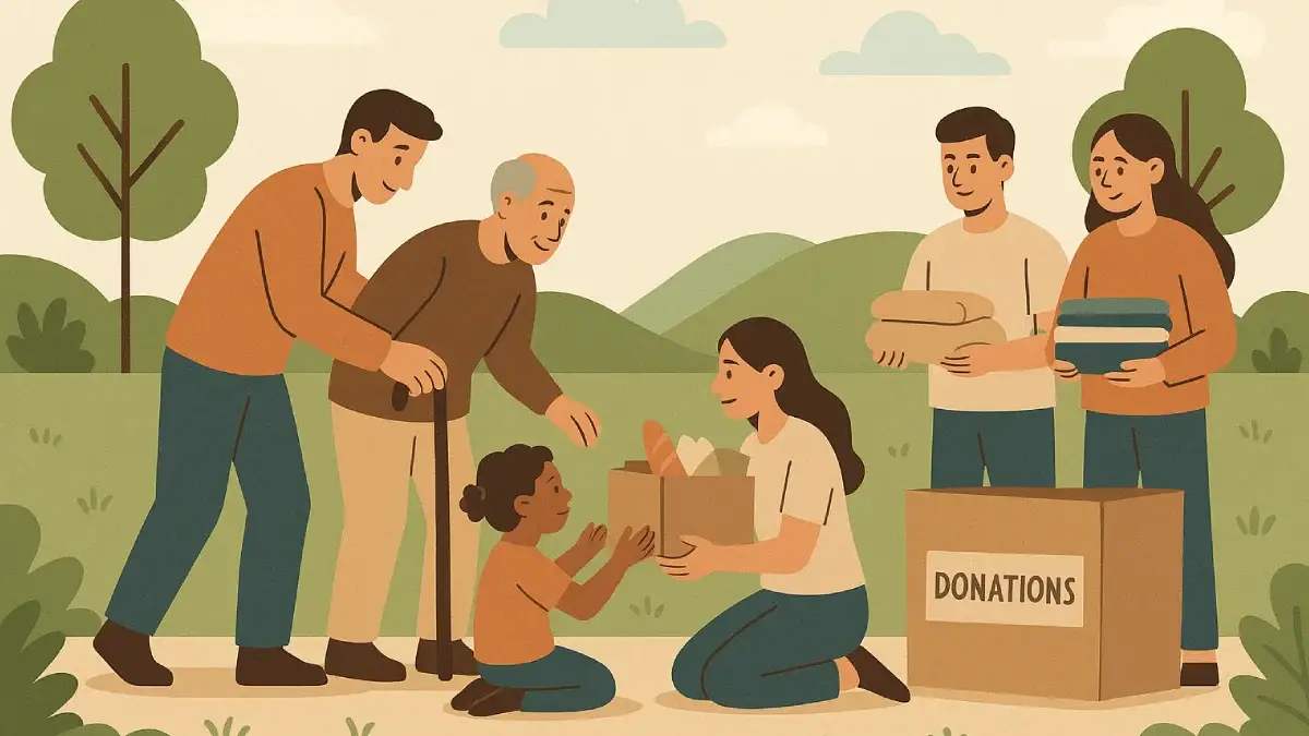 Kegiatan sosial ini menggambarkan solidaritas melalui distribusi donasi, seperti roti dan perlengkapan pribadi, kepada warga rentan dengan partisipasi lintas generasi, mencerminkan komitmen untuk mendukung kesejahteraan masyarakat secara nyata.