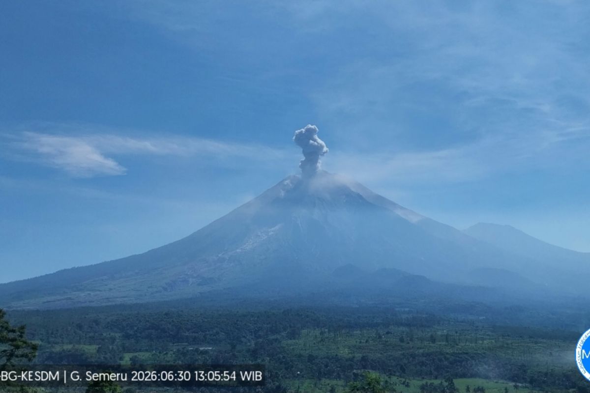 Gunung Semeru erupsi dengan letusan setinggi 900 meter