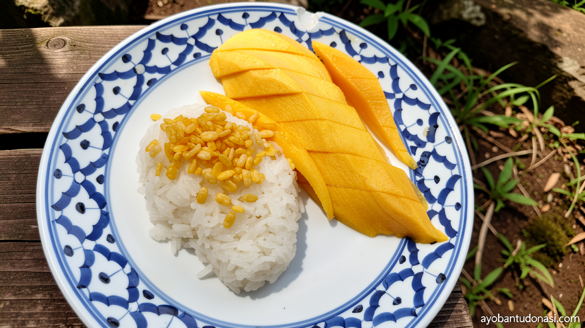 Icip-icip ketan mangga dan tom yum di pasar malam Bangkok
